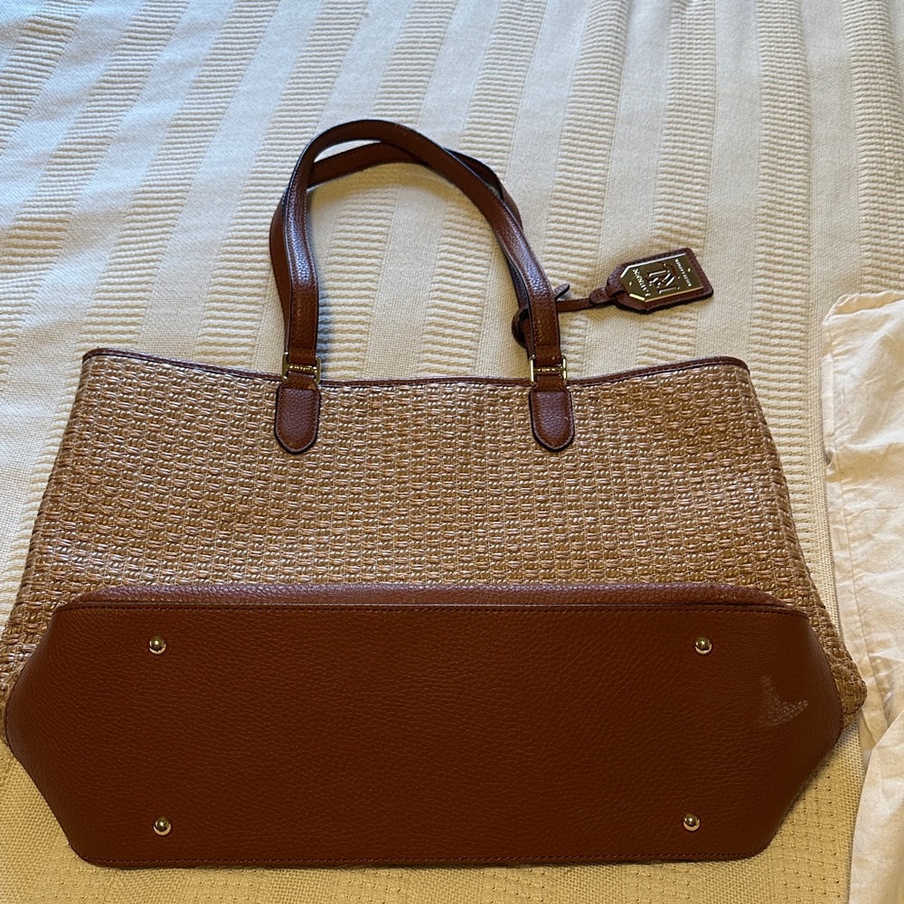 Ralph Lauren Tan and Brown Woven Tote
